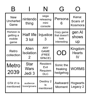 SUMMER GAMES TIME Bingo Card