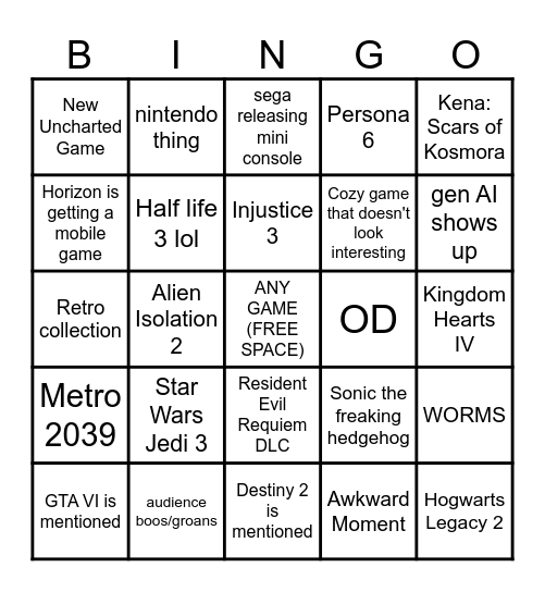 SUMMER GAMES TIME Bingo Card
