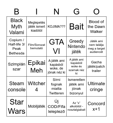 Summer Game Fest Bingo Card