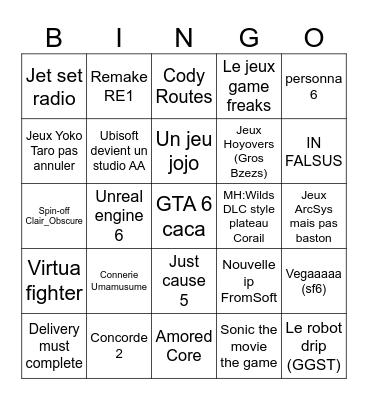 Summer game fest du pif (impossible) Bingo Card