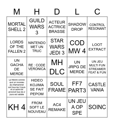 SUMMER GAME FEST 2026 Bingo Card