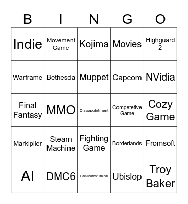 SUMMER GAME FEST Bingo Card