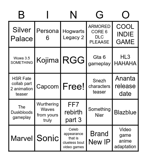 SUMMER GAMES FEST 2026 BINGO Card