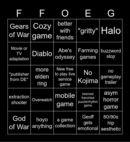 The Summer Keighleys 2026 (EVIL) Bingo Card