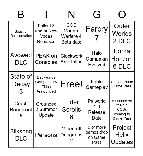 Untitled Bingo Card