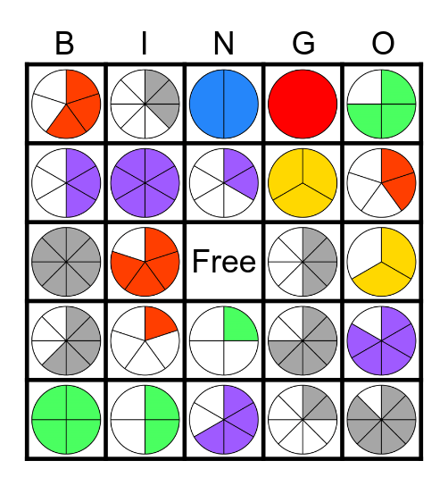 Fraction Bingo Card