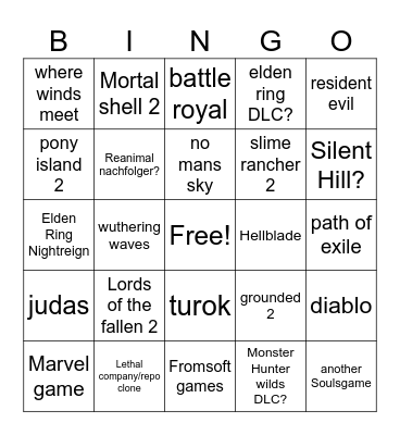 Summergames fest 26 Bingo Card