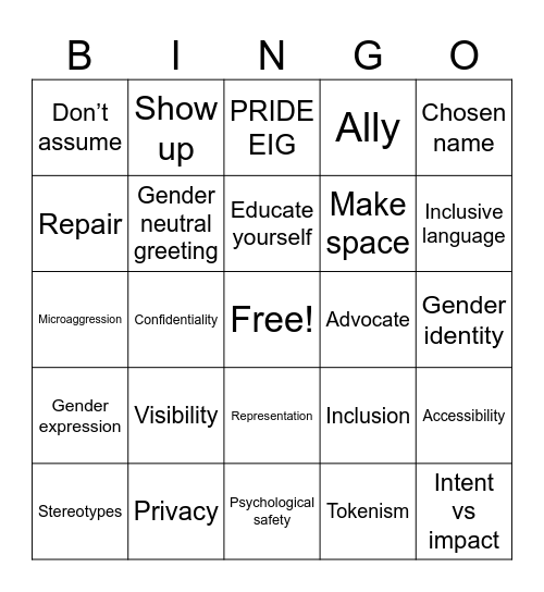 Words Matter Bingo Card