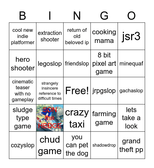 Supper Gaming West Bingo Card