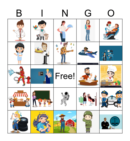 Les professions Bingo Card