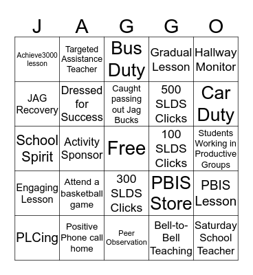 JAGGO Bingo Card