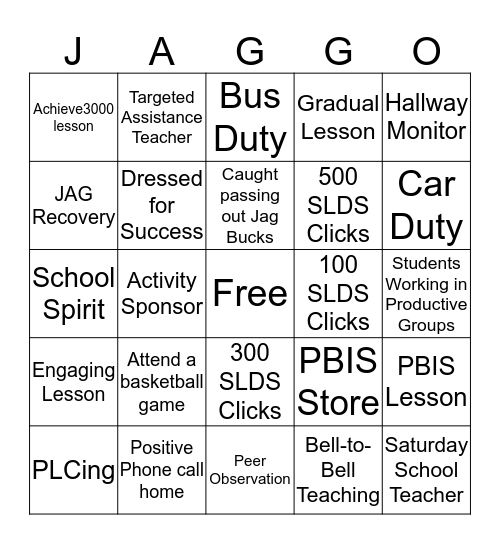 JAGGO Bingo Card