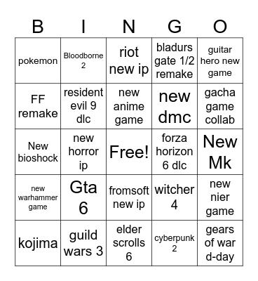 Summer games fest Bingo Card
