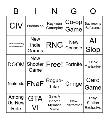 Summer Game Fest Bingo Card