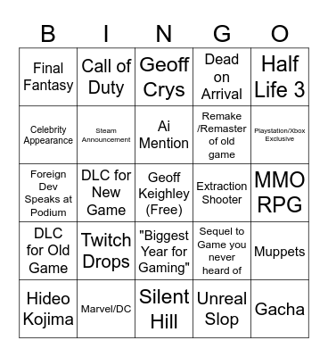 Summer Games Fest Bingo Card