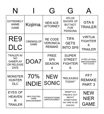 SUMMER GAMES FEST 2026 Bingo Card