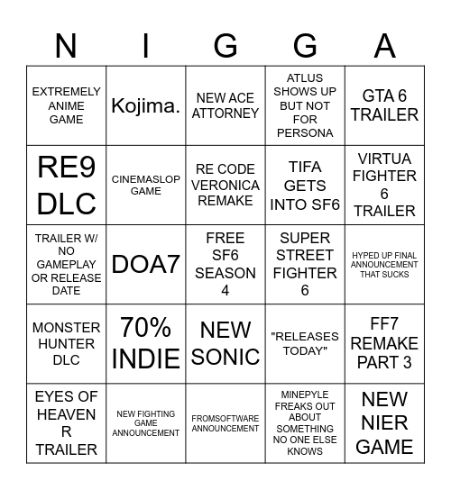 SUMMER GAMES FEST 2026 Bingo Card