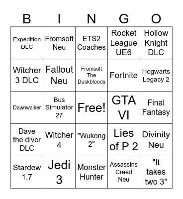 Summer Game Festival 2026 Bingo Card