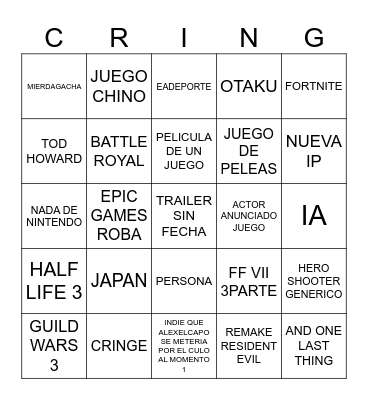 ACIERTO NINGUNA Bingo Card