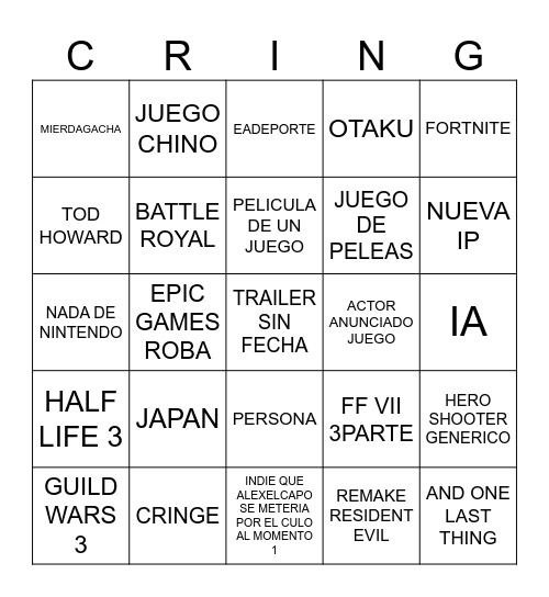ACIERTO NINGUNA Bingo Card