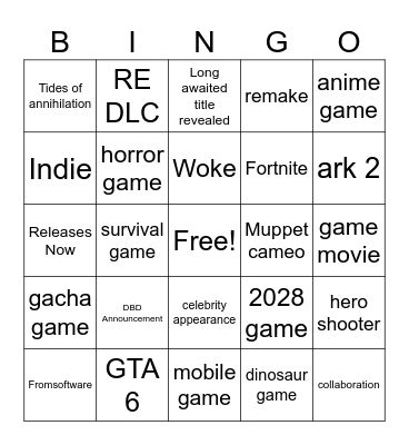SGF Bingo Card