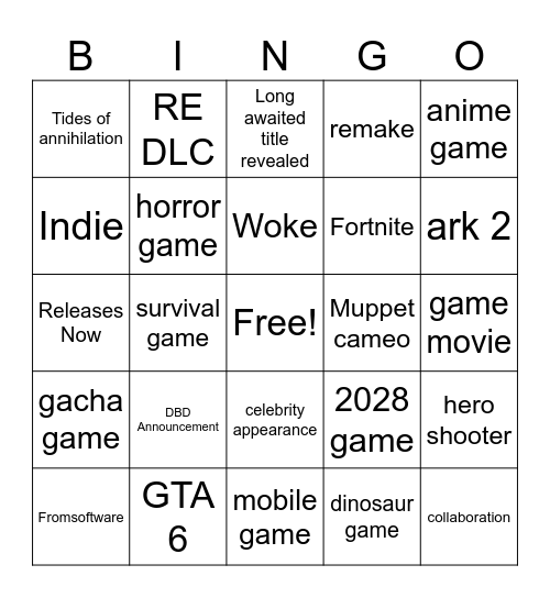 SGF Bingo Card