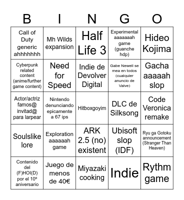 Summer (E) Game (3) Fest (No) Bingo Card