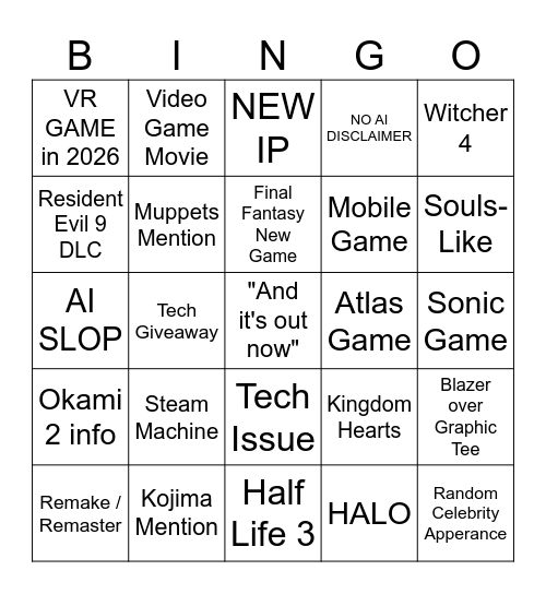 STATE OF PLAY 2026 Bingo Card