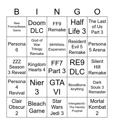 Summer Gamesfest Bingo Card