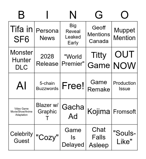 SummerGamesBingo Card