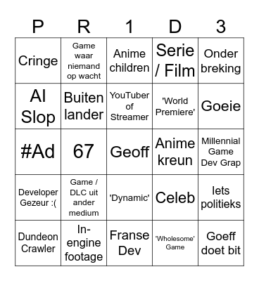 Summer Gay Fest Bingo Card
