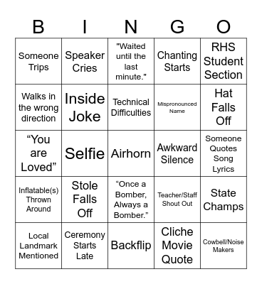 Graduation 2026 Bingo Card