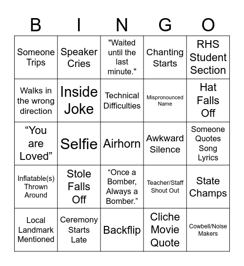 Graduation 2026 Bingo Card