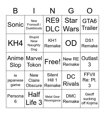 Summer Game Fest 2026 Bingo Card
