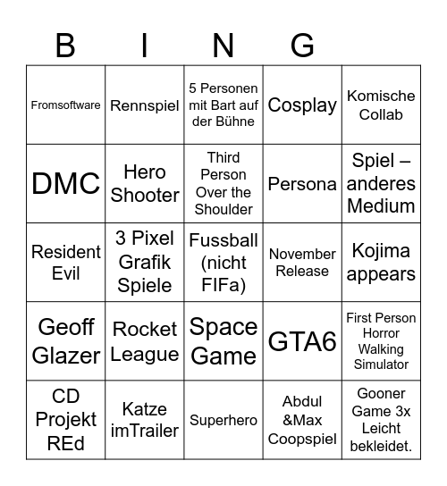 Crisis 3 Remake Bingo Card
