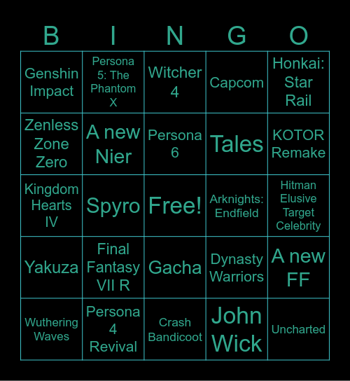 Summer Games Fest Bingo Card