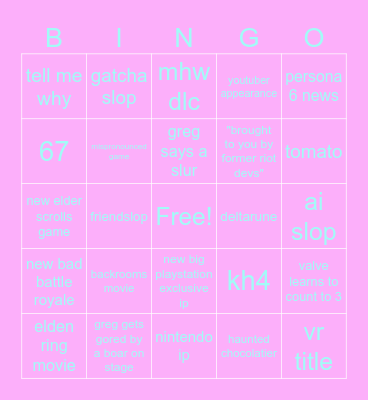 Summer Games Fest 2026 Bingo Card