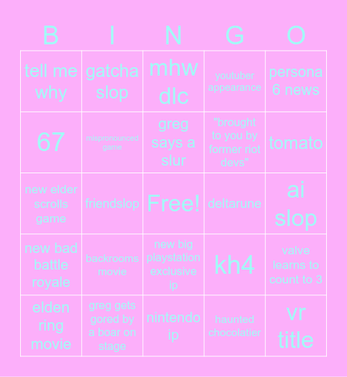 Summer Games Fest 2026 Bingo Card