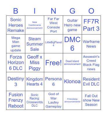 SGF 2026 bingo Card