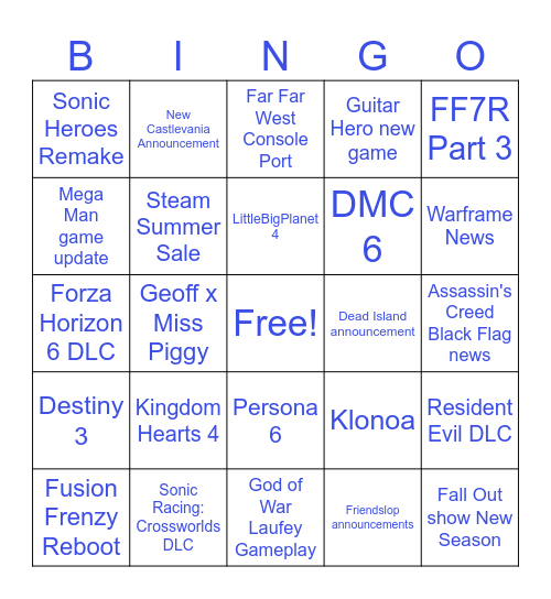SGF 2026 bingo Card