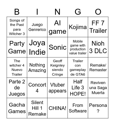 Summer Games Fest 2026 Bingo Card