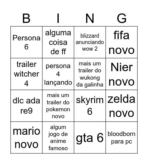 Bingo Card - Summer Game Fest 2026 Bingo Card