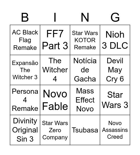 Bingo Card - Summer Game Fest 2026 Bingo Card