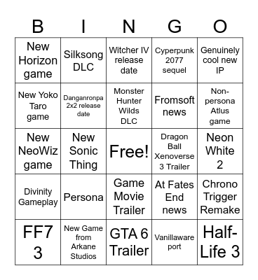 Cope Bingo Card