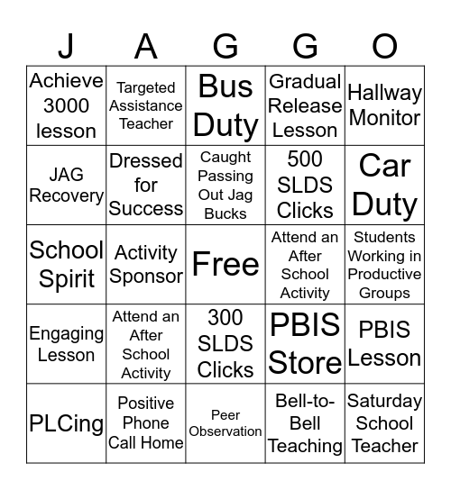 MMS Teacher JAGGO Bingo Card