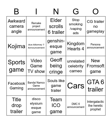summer games fest Bingo Card