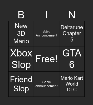 SGM Bingo Card