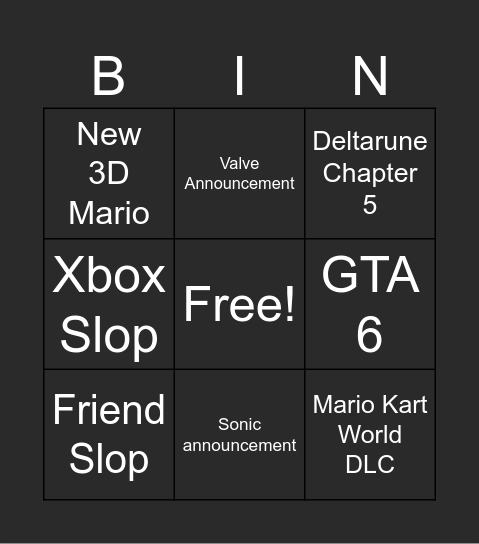 SGM Bingo Card