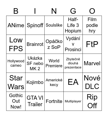 SGF 2026 Bingo Card