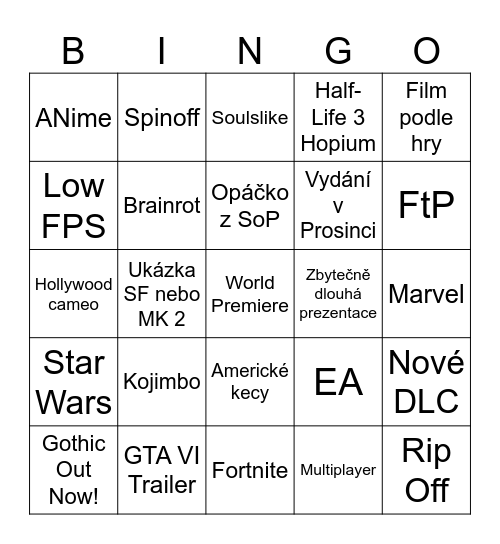 SGF 2026 Bingo Card